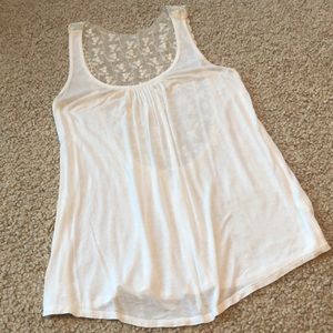 Cream Tank Top With Lace Back